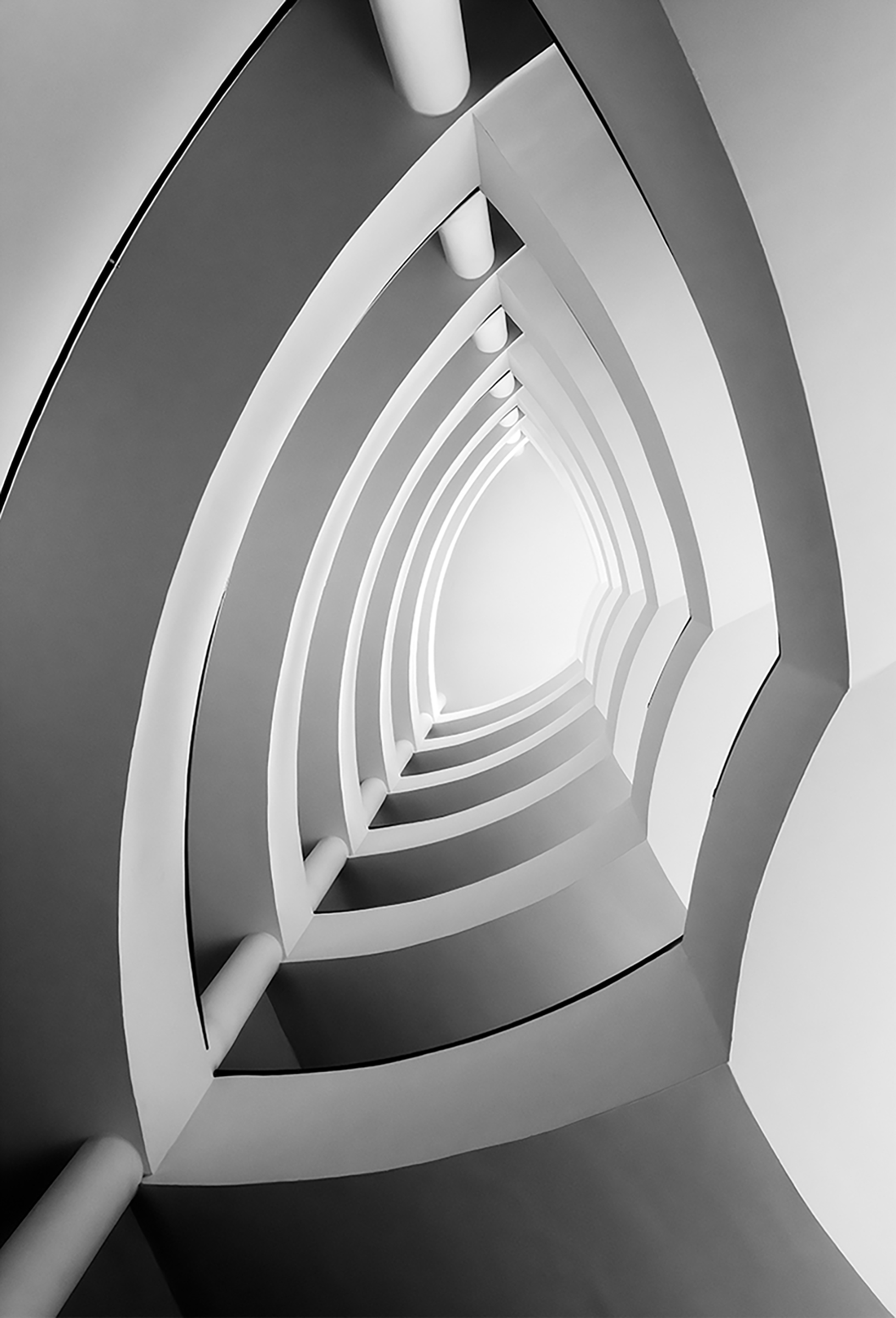 Ascension — repeating architectural forms rising through the frame