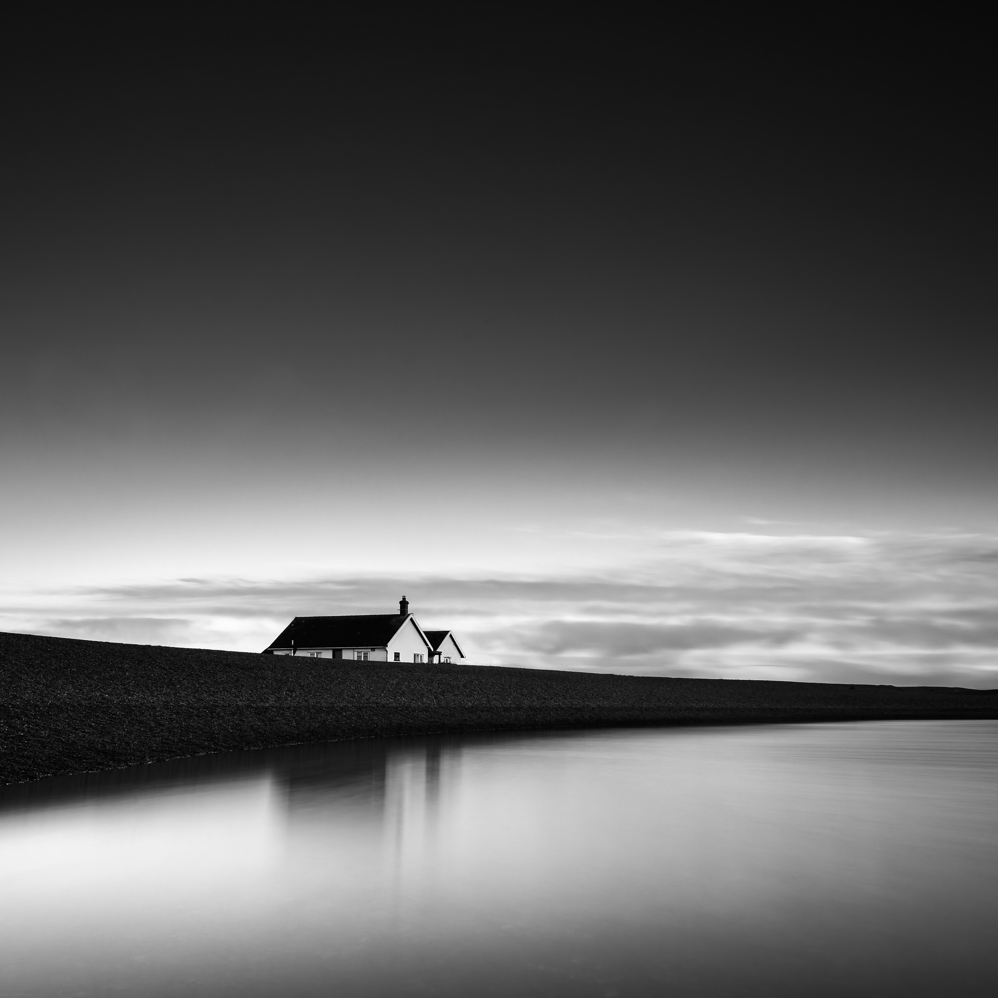 Shingle Street — a minimalist black and white coastal photograph from Suffolk, England